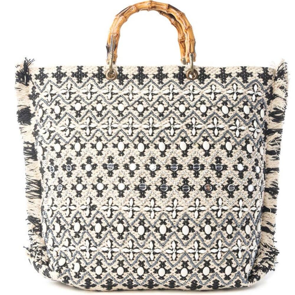 Myra Starlit Loom Hand-Embroidered Canvas Tote Bag – Twilight Sand